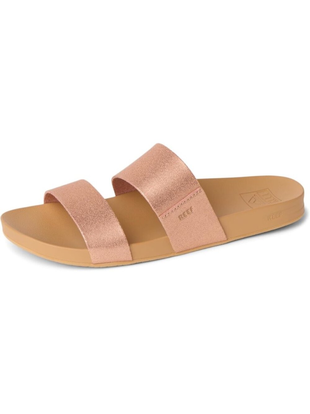 Women's Rose Gold Open-Toe Footwear Cushion Vista Slide Rubber Sandal Shoes